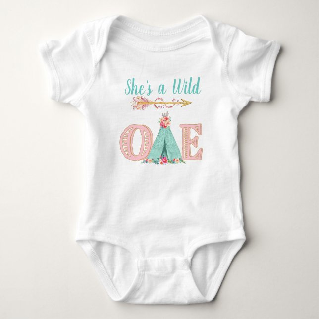 Baby Girl Wild One Birthday Party Shirts (Front)