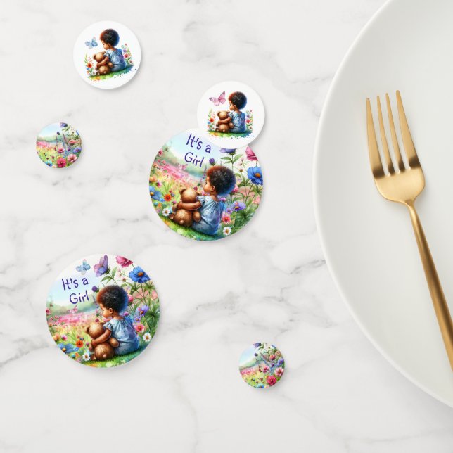 Baby Girl with Teddy Bear Baby Shower It's a Girl Confetti (Group)