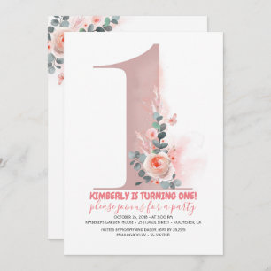 Baby Girls 1st Birthday Invitation