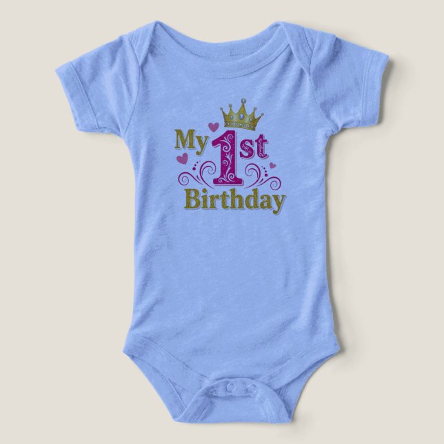 Baby Girl's 1st Birthday Tri-Blend Bodysuit (Design Front)