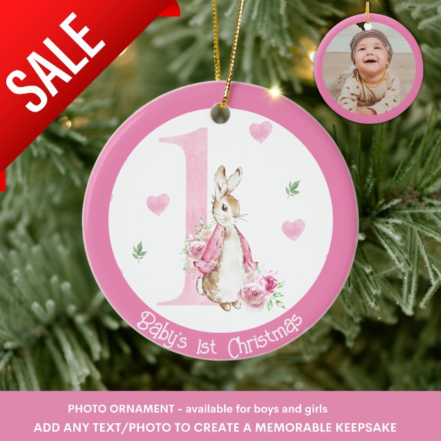 Baby Girl's 1st Christmas Photo Decoration Rabbit (Creator Uploaded)