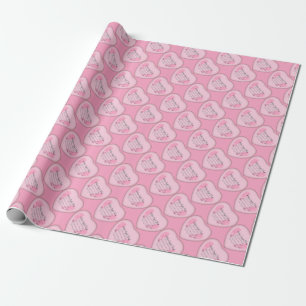 Baby Girls Birth-Footprint Heart Wrapping Paper