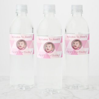Baby Girl's First Birthday | Bottled Water Label