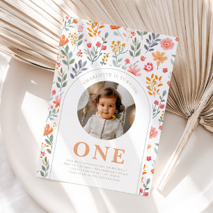Baby Girl's First Birthday Wildflower  Invitation