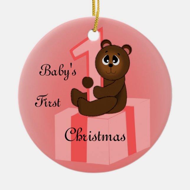 Baby Girls First Christmas Ceramic Tree Decoration (Front)