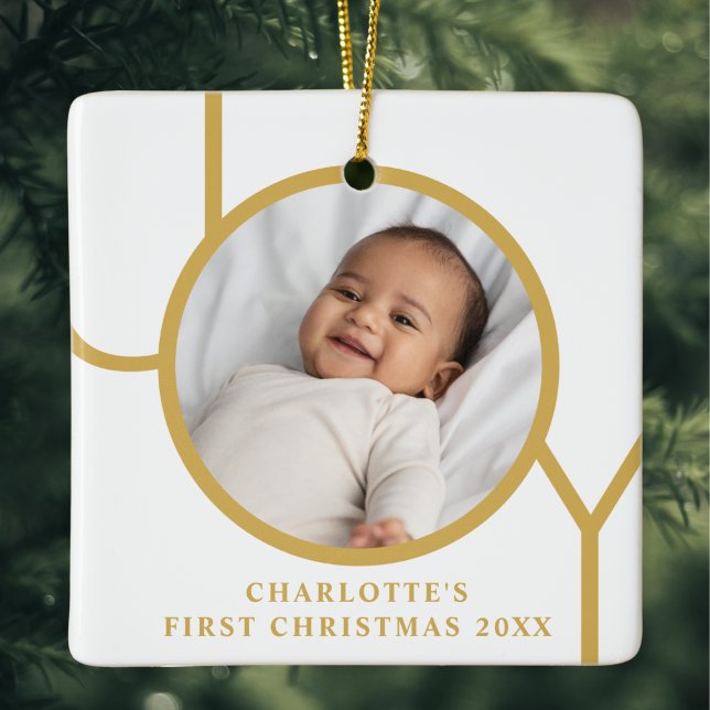 Baby Girl's First Christmas Photo Ceramic Ornament (Creator Uploaded)