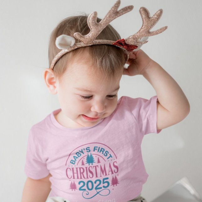 Baby Girl's First Christmas Pink T-Shirt (Creator Uploaded)
