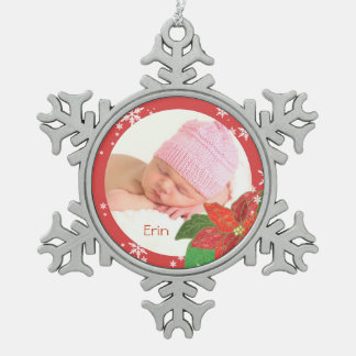 Baby Girl's First Christmas Poinsettia Ornaments