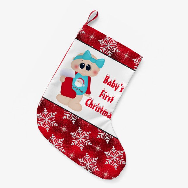 Baby girl's First Christmas stocking (Front (Hanging))