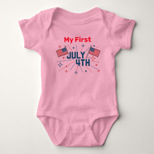 Baby Girls First July 4th Pink One Piece Bodysuit
