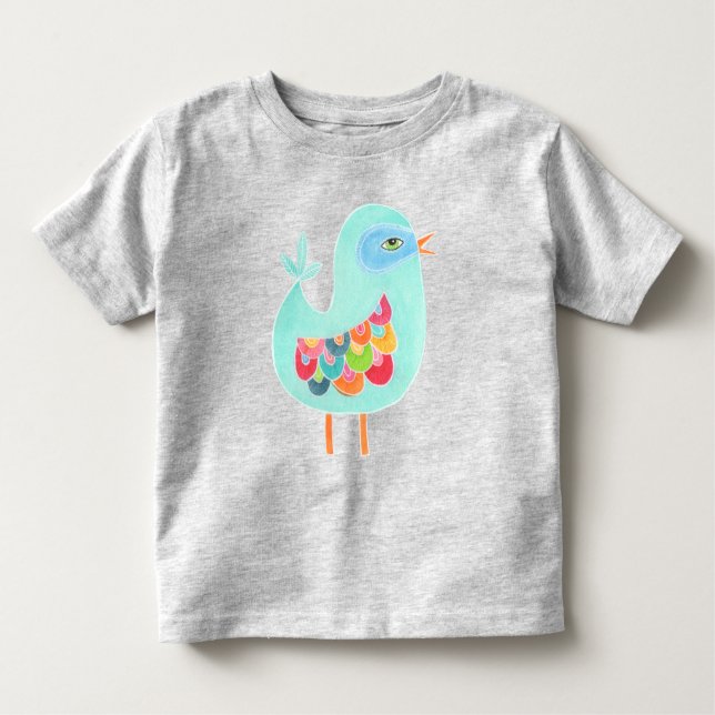 Baby Girls Illustrated Rainbow Bird Illustration Toddler T-Shirt (Front)
