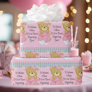 Baby Girl's Name Personalise Text Pretty Pink Wrapping Paper