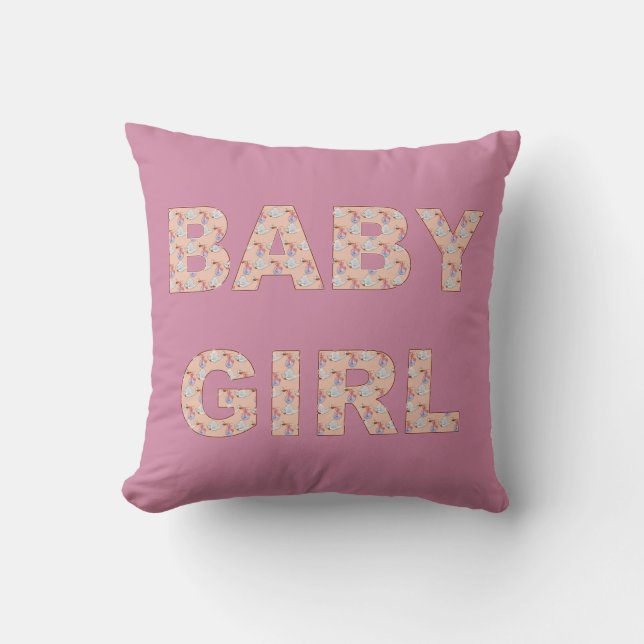 Baby girls storks cushion (Front)