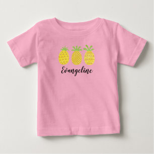Baby Girls Watercolor Pineapple Trio  T-Shirt