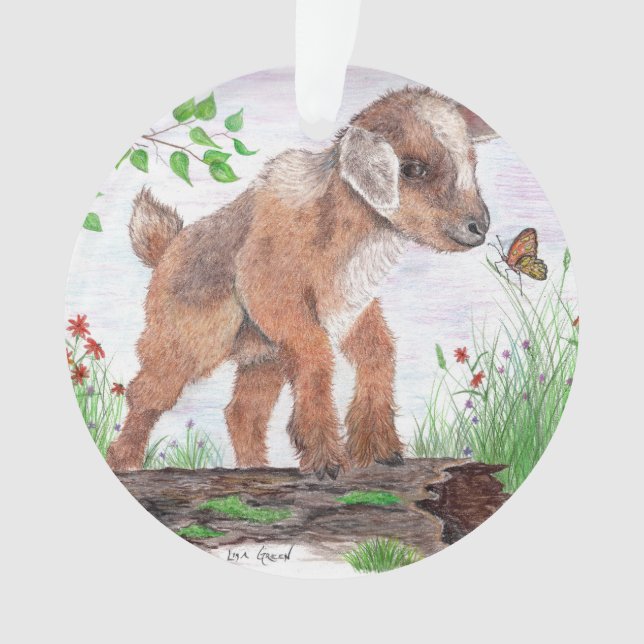 Baby Goat Acrylic Ornament (Front)