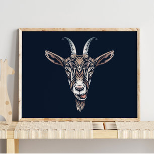 Baby Goat Animal Portrait   Goat Wall Print