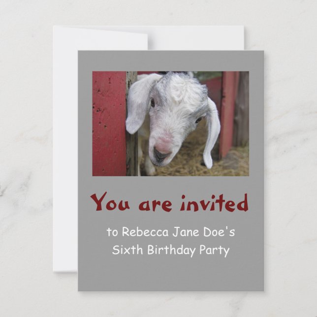 Baby Goat Birthday Party Invitation (Front)