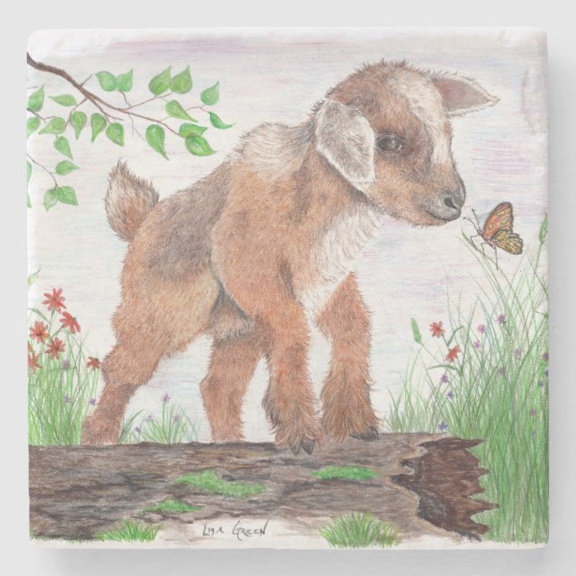 Baby Goat Stone Coaster (Front)
