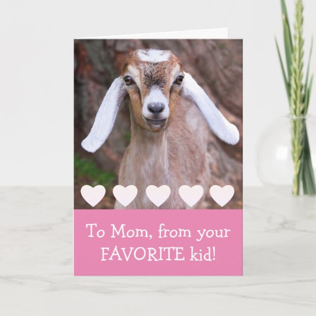 Baby Goat "To Mum" Valentine's Day  Holiday Card (Front)