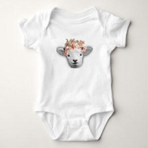 Baby goat with flower crown bodysuit