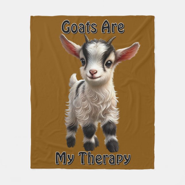 Baby Goat with Fluffy Fur and Bright Expression Fleece Blanket (Front)