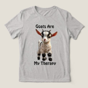 Baby Goat with Fluffy Fur and Bright Expression Tri-Blend Shirt
