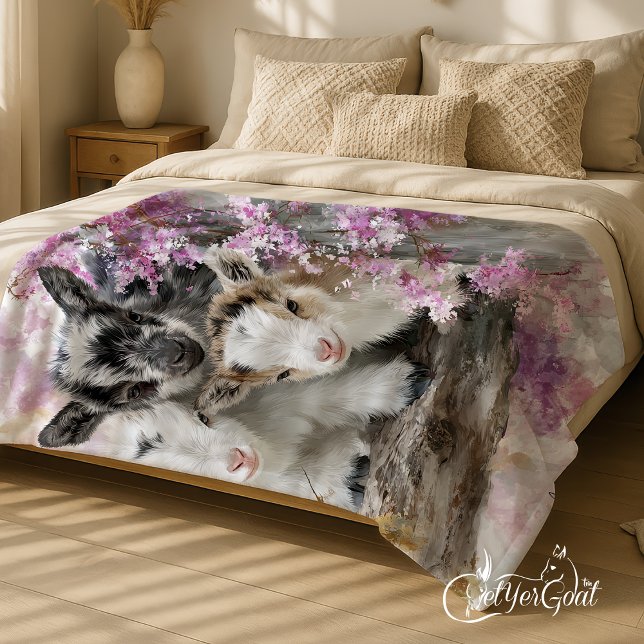 Baby Goats in Autumn Foliage 45 Fleece Blanket (Creator Uploaded)