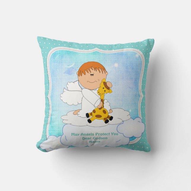 Baby Godson Gift Communion Baptism Cute Angel Cushion (Front)