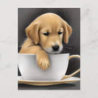 Baby Golden Retriever in a Tea Cup Graphic
