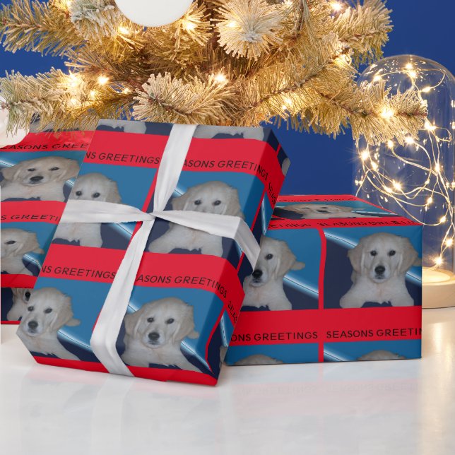 Baby Golden Retriever Wrapping Paper (Holidays)