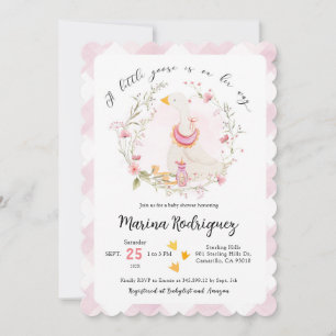 Baby Goose Girl Scallop Invitation