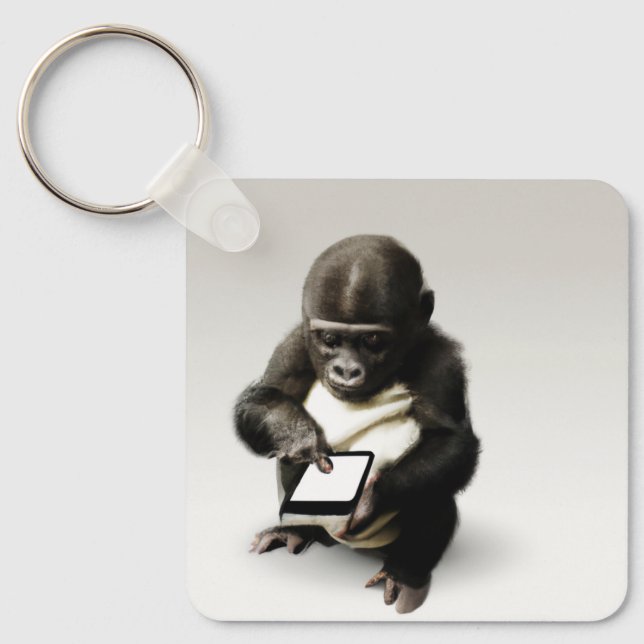 Baby gorilla Keyholder / Chibi Gorilla Key Holder  Key Ring (Front)