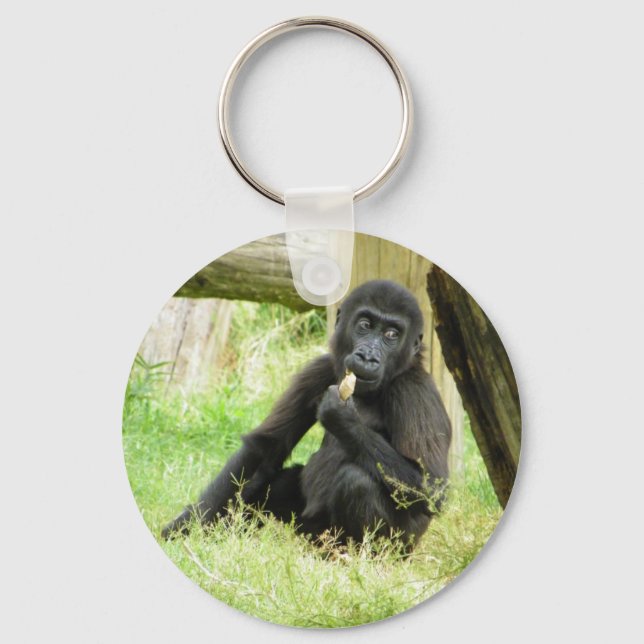 Baby Gorilla Snacking Key Ring (Front)