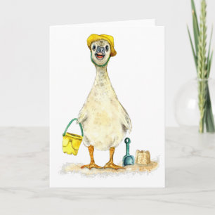 Baby Gosling on the Beach Holiday Card