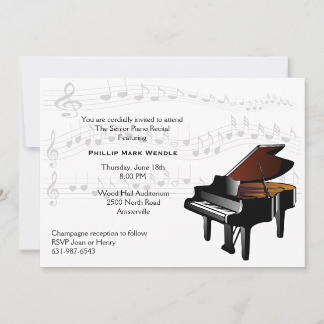 Baby Grand Piano Invitation (Front)