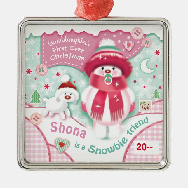 Baby Granddaughter's Cute 1st Christmas Ornament (Front)