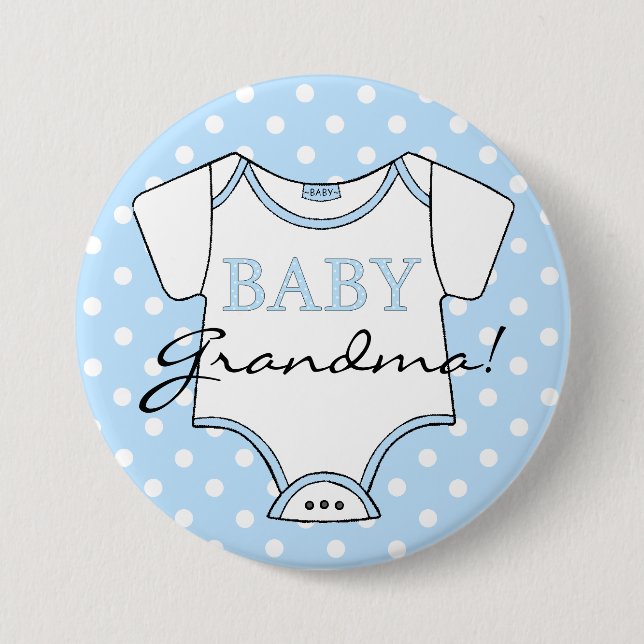 Baby Grandma Blue With White Dots 7.5 Cm Round Badge (Front)