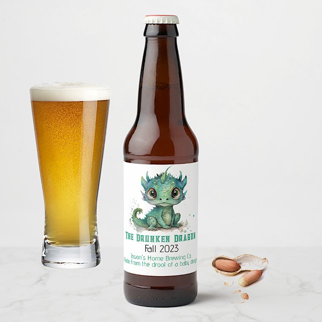 Baby green Dragon Home Brew Beer Beer Bottle Label (Creator Uploaded)