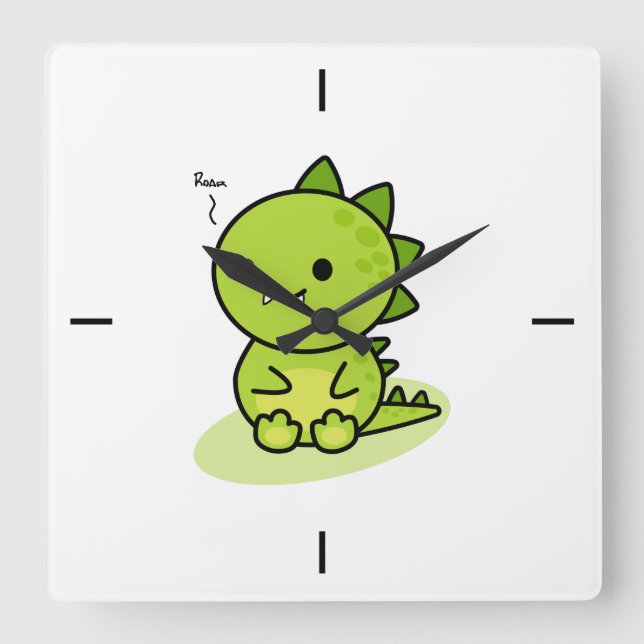 Baby green dragon square wall clock (Front)