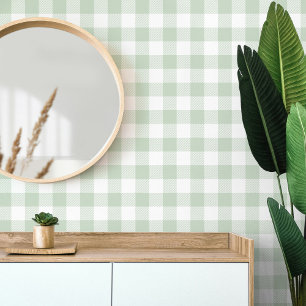 Baby Green Vichy Gingham Pattern Wallpaper