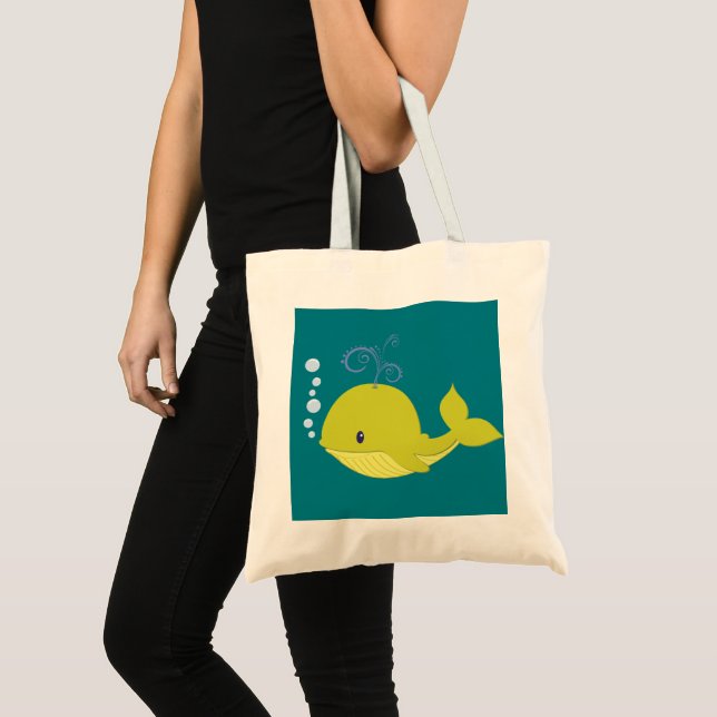 Baby Green Whale Tote Bag (Front (Product))