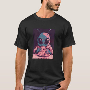 Baby Grey Alien Eating Slice Of Pizza Extraterrest T-Shirt