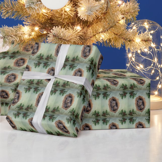 Baby Grey Squirrels Christmas Wrapping Paper (Holidays)