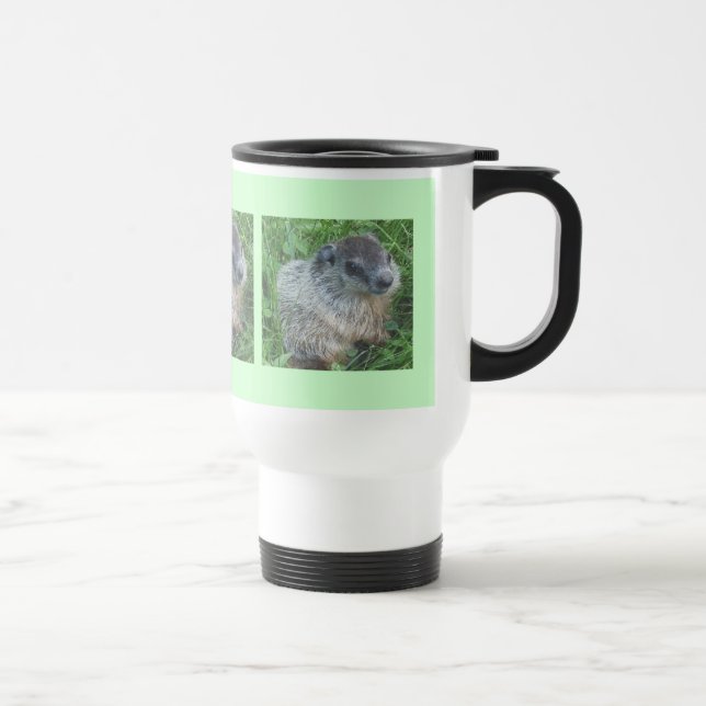 Baby Groundhog 15 Oz Travel Mug (Right)