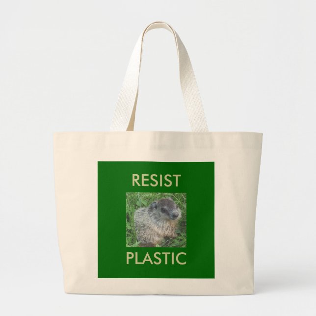 Baby Groundhog RESIST PLASTIC Tote Bag (Front)