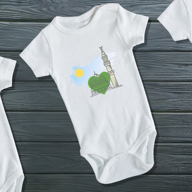 Baby grow: Love Heart Masjid an-Nabawi Baby Bodysuit (Creator Uploaded)