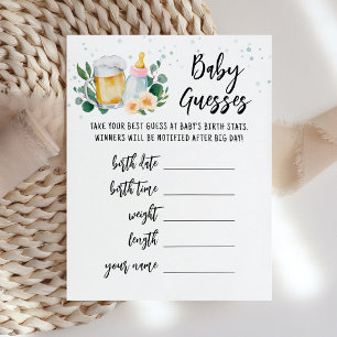 Baby Guesses Predictions Baby Is Brewing card pink