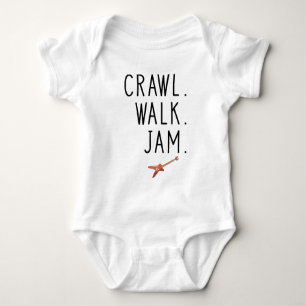 Baby Guitar Rock Music - Crawl Walk Jam Guitar Baby Bodysuit