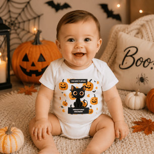 Baby Halloween Bodysuit – Cute Black Cat Custom