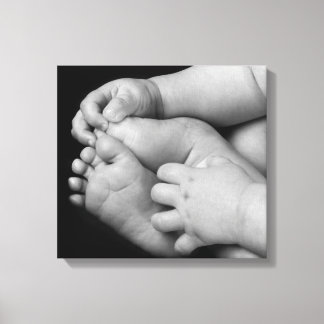 Baby Hands and Feet Black and White Canvas Print